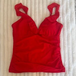Red Sleeveless Ruffle Top